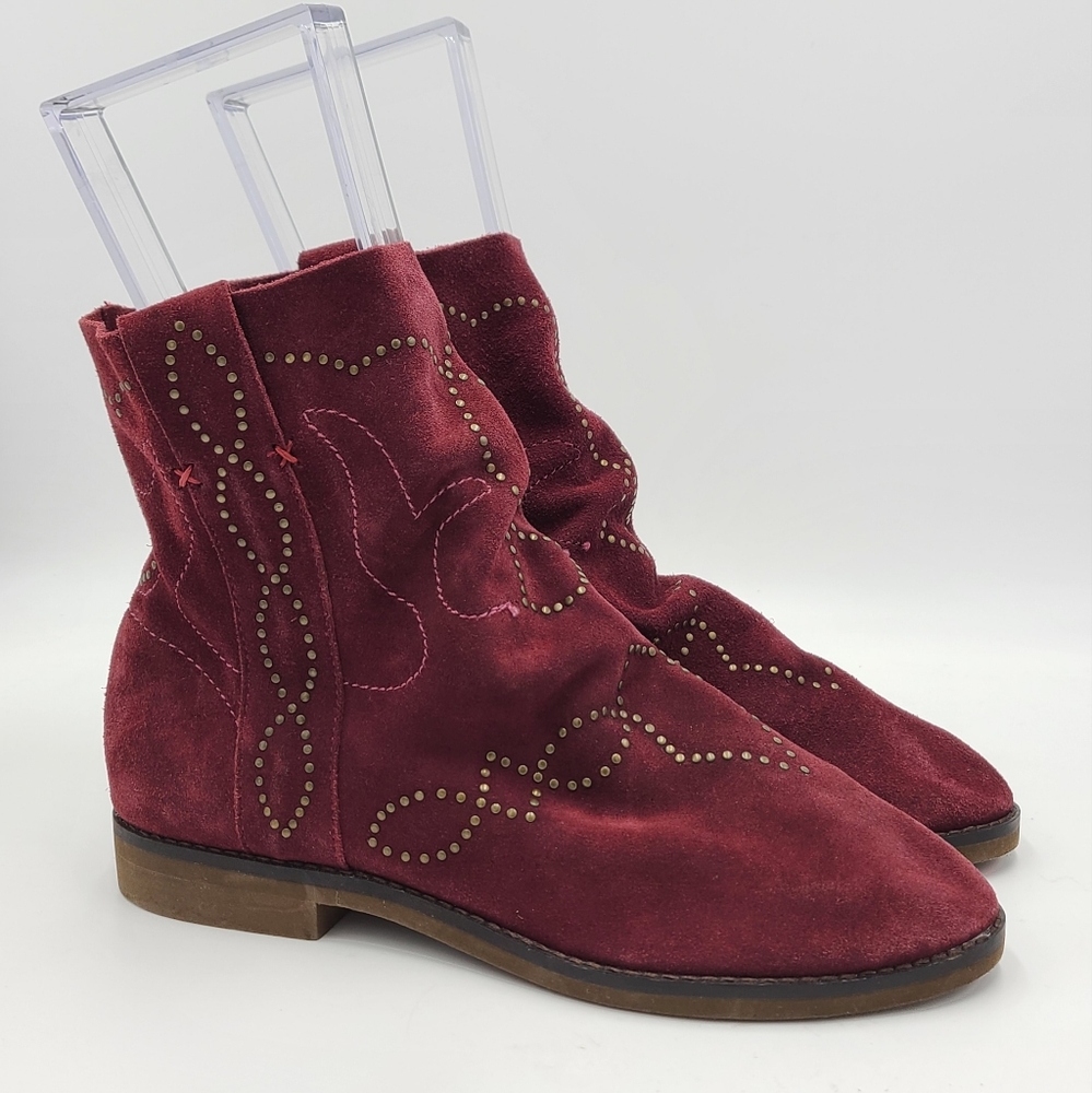 Yellow Box Echo Studded Ankle Boot Womens 8 (burgundy)